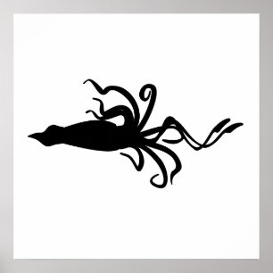 Tintenfisch-Silhouette Poster