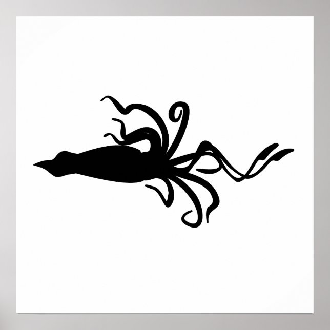Tintenfisch Silhouette Poster (Vorne)