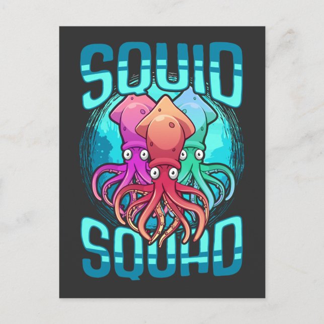 Tintenfisch Squad Sea Animal Ocean Lover Octopus F Postkarte (Vorderseite)