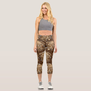 Tintenfisch Steampunk Retro Mechanische Fantasie Capri Leggings