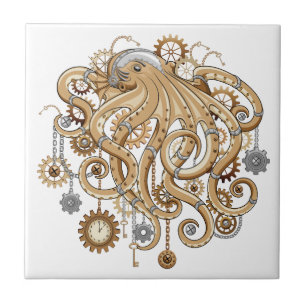 Tintenfisch Steampunk Retro Mechanische Fantasie Fliese