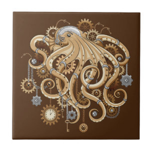 Tintenfisch Steampunk Retro Mechanische Fantasie Fliese