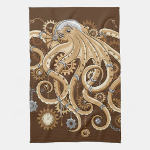 Tintenfisch Steampunk Retro Mechanische Fantasie Geschirrtuch