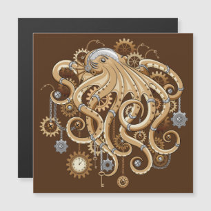 Tintenfisch Steampunk Retro Mechanische Fantasie Magnetkarte