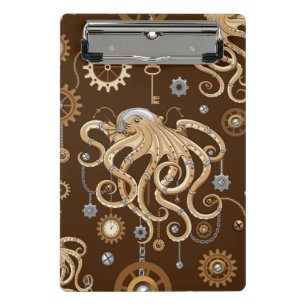 Tintenfisch Steampunk Retro Mechanische Fantasie Mini Klemmbrett