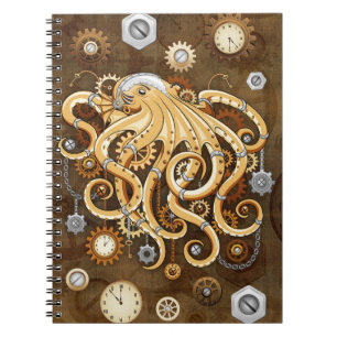 Tintenfisch Steampunk Retro Mechanische Fantasie Notizblock