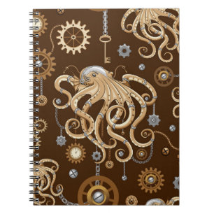 Tintenfisch Steampunk Retro Mechanische Fantasie Notizblock