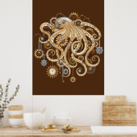 Tintenfisch Steampunk Retro Mechanische Fantasie