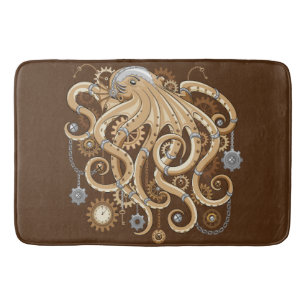 Tintenfisch Steampunk Retro Mechanische Fantasy Badematte