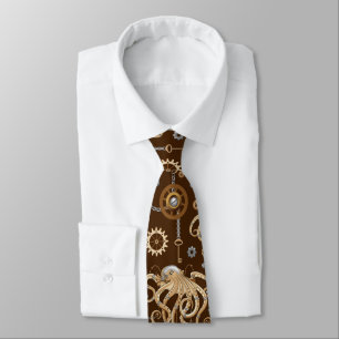 Tintenfisch Steampunk Retro Mechanische Fantasy Krawatte
