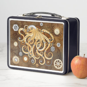 Tintenfisch Steampunk Retro Mechanische Fantasy Metall Brotdose