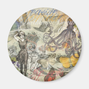 Tintenfisch Strand Antik Coastal Steampunk Magnet