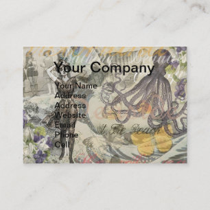 Tintenfisch Strand Antik Coastal Steampunk Visitenkarte