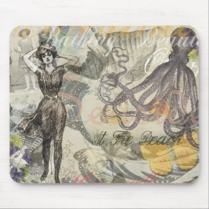 Tintenfisch Strand Antike Küsten Steampunk Mousepad