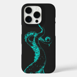 Tintenfisch Tentakel aqua auf schwarzer iPhone Hül 16 Pro Hülle