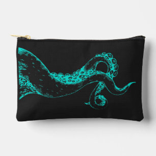 Tintenfisch Tentakel Aqua auf schwarzer Tasche