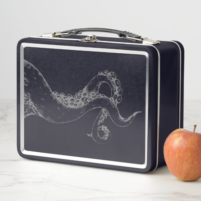 Tintenfisch Tentakel grau auf schwarzer Lunchbox (Beispiel)