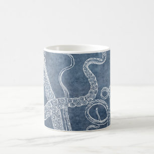 Tintenfisch Twilight Blue Denim Aquarellkunst Kaffeetasse
