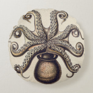 Tintenfisch von Ernst Haeckel Rundes Kissen
