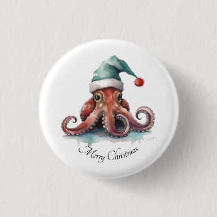 Tintenfisch-Weihnachtsfreude, individuell Button