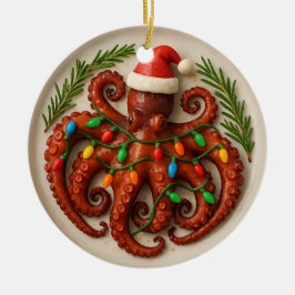 Tintenfisch-Weihnachtsschmuck – Lustig & Personali Keramik Ornament