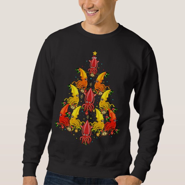 Tintenfisch Xmas Tree Geschenk Weihnachtsmannmütze Sweatshirt (Vorderseite)