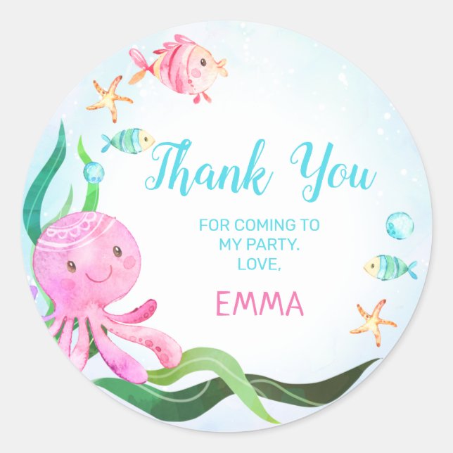 Tintenfischfänger unter dem Meeresschutzschild Runder Aufkleber (Vorderseite)