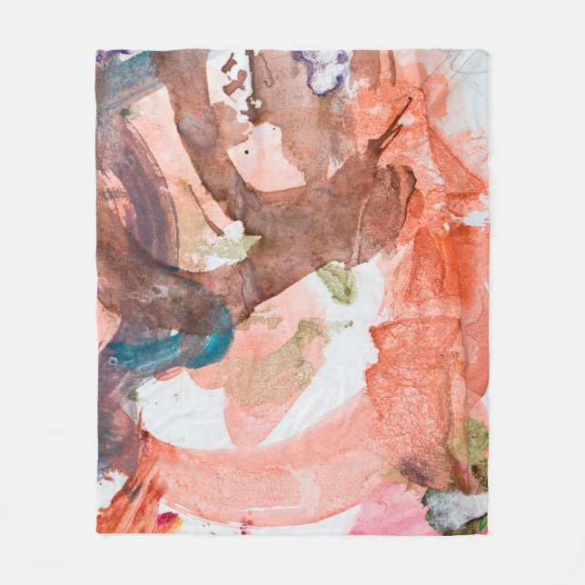 Tintenflecken auf weißem Paperabstract, Acryl, Kun Fleecedecke (Vorderseite)