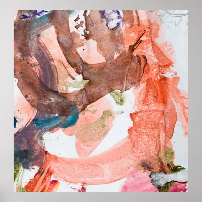 Tintenflecken auf weißem Paperabstract, Acryl, Kun Poster (Vorne)