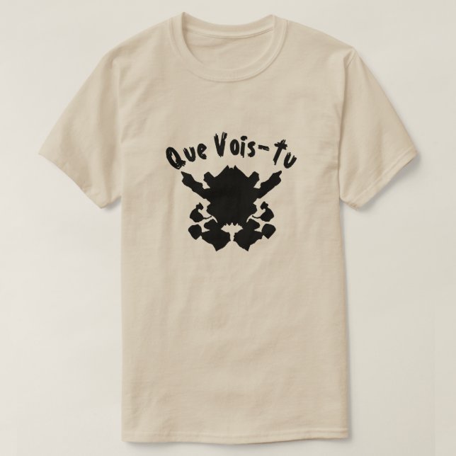Tintenflecktest mit Text Que Vois-Tu T-Shirt (Design vorne)