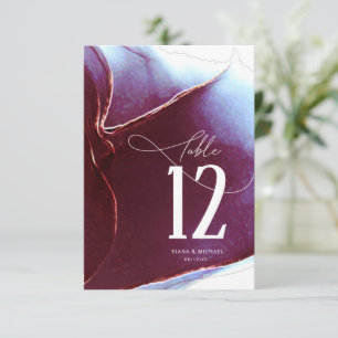 Tintenfluss Hochzeit Tischnummer Burgund ID762