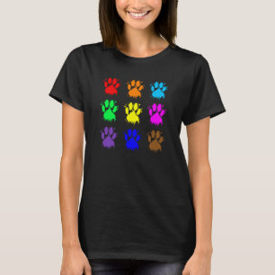 Tintenkleckse Hund Pfoten Muster T-Shirt
