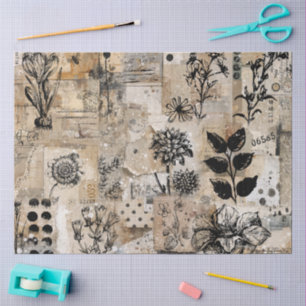 Tintenpflanzliche Collage-Decoupage-Seidenpapier Seidenpapier