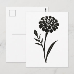 Tintenpinsel Ringelblume – Florale Illustration au Postkarte