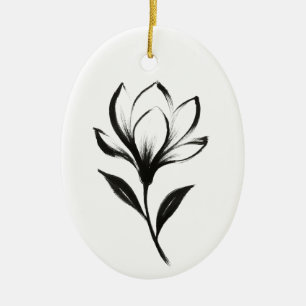 Tintenstil-Magnolie – Elegantes florales Design au Keramik Ornament