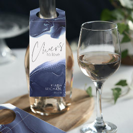 Tintenstrahl-Hochzeit sorgt für Liebe Blue ID762 Flaschenanhänger