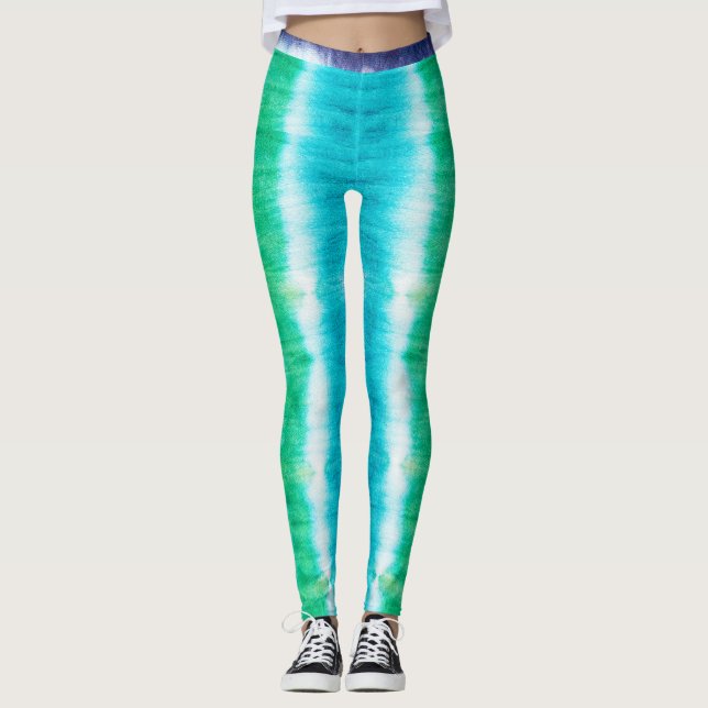 Tintenstreifen Sommervibes Gefärbte Krawatte Leggings (Vorderseite)