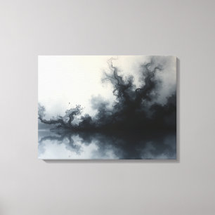 Tintensturm – monochrome abstrakte Fluid-Kunst 24" Leinwanddruck