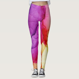 Tintenwolke Abstraktes rotes gelbes Violett wirbel Leggings