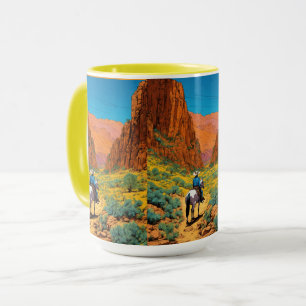 Tintin Style Cowboy Lebhafte Canyon Szene Tasse