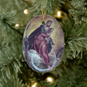 Tintoretto Crescent Moon Madonna Maria Apokalypse Keramik Ornament