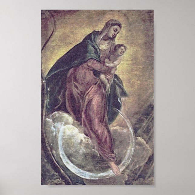 Tintoretto Crescent Moon Madonna Maria Apokalypse Poster (Vorne)