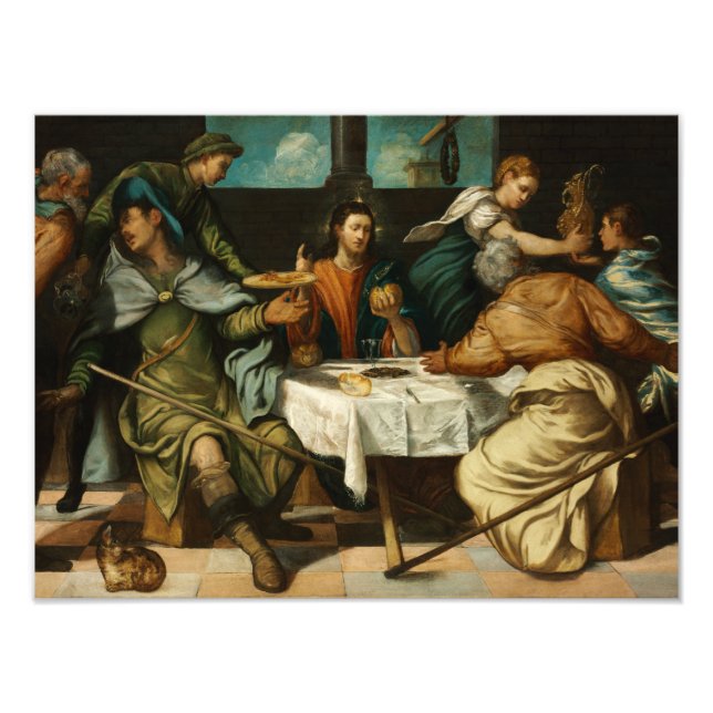 Tintoretto - Das Abendessen in Emmaus Fotodruck (Vorne)