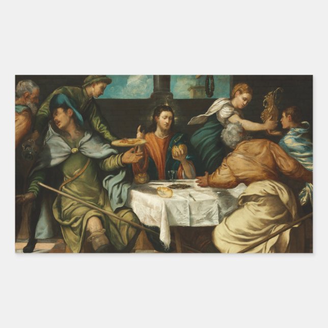 Tintoretto - Das Abendessen in Emmaus Rechteckiger Aufkleber (Vorderseite)