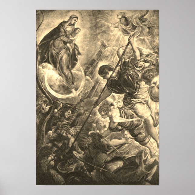 Tintoretto - Kampf des Erzengels Michael mit Satan Poster (Vorne)