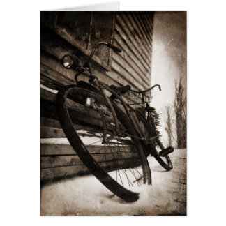 Tintype-Karte mit Fahrrädern im Schnee Sepia Erinn