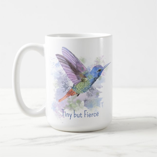 Tiny aber fierce Zitat Whimsical Rufous Hummingbir Kaffeetasse (Links)
