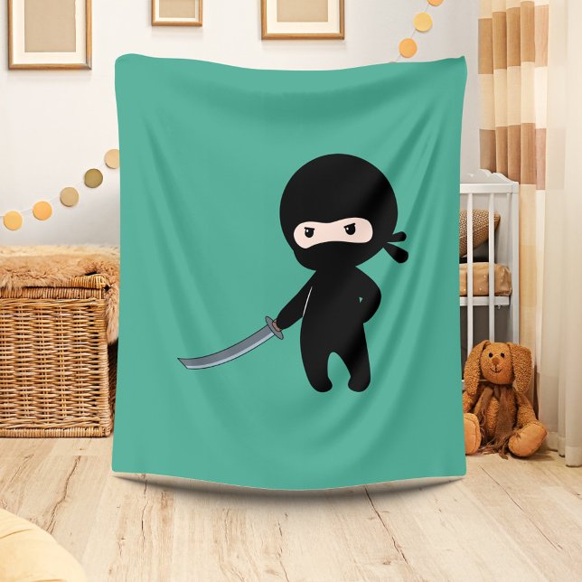 Tiny Angry Ninja auf Dark Green Fleecedecke (Von Creator hochgeladen)