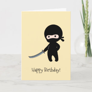Tiny Angry Ninja auf Yellow Birthday Karte