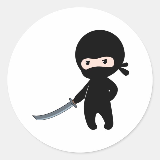 Tiny Angry Ninja Runder Aufkleber (Vorderseite)